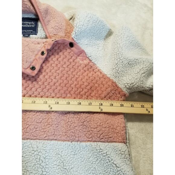 Simply Southern Women’s Large Pink Sherpa Fleece Pullover Sweatshirt - Picture 2 of 7